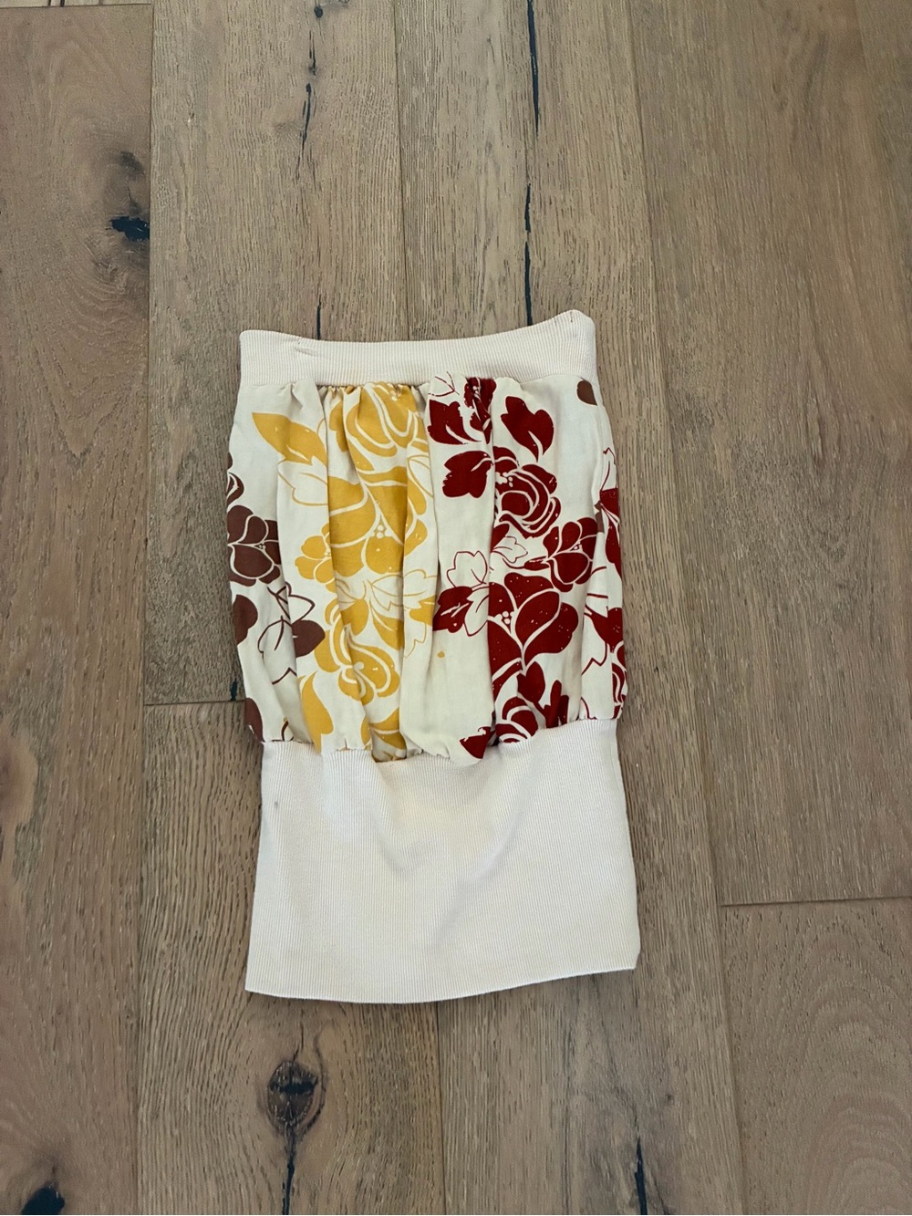 Kensie Floral Strapless Tube Top in Cream, Mustard & Burgundy